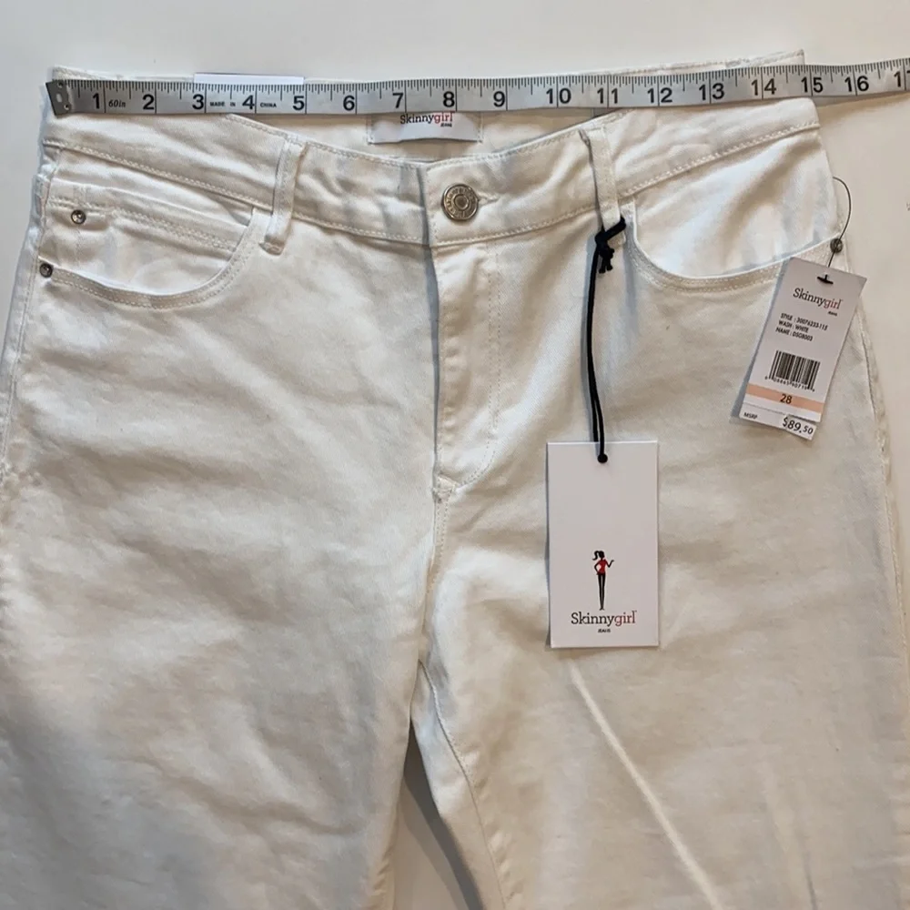Skinny Girl SZ 28 White Rail Straight Midrise Denim Jeans New - Picture 5 of 13